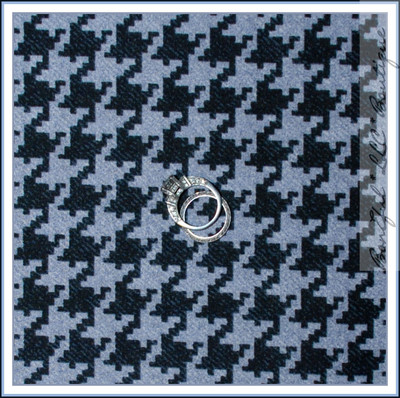 BonEful Fabric FQ Cotton Quilt Gray Blue Large Retro VTG Houndstooth Check Block