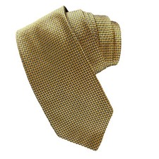 Barneys New York 100 Silk Neck Tie Gold  Blue Micro-Pattern Made in Italy 3.5  