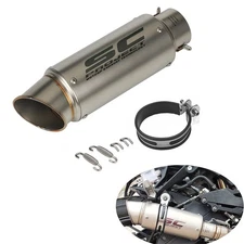 SC 61mm Universal Slip On Motorcycle Exhaust Muffler Tail Pipe Silencer Pipe
