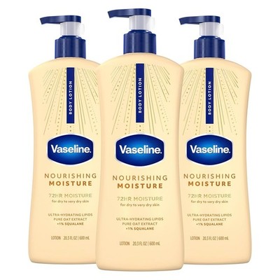 Vaseline Hand & Body Lotion Intensive Care Nourishing Moisture 20.3 Oz, 3 Ct 