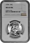 1954 50C Silver Franklin Half Dollar NGC Graded MS 64 FBL White in New Holder