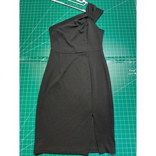Allegra K Womens Black One Shoulder Knotted Cocktail Bodycon Dress Size M Slit