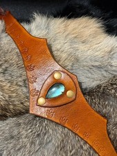 Handmade Leather Tiara, Renfaire Accessory, Cosplay, Fairy, Gemstone