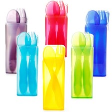 Youngever 6 Pack Plastic Toddler Utensils with Case, Plastic Kids Forks Kids ...