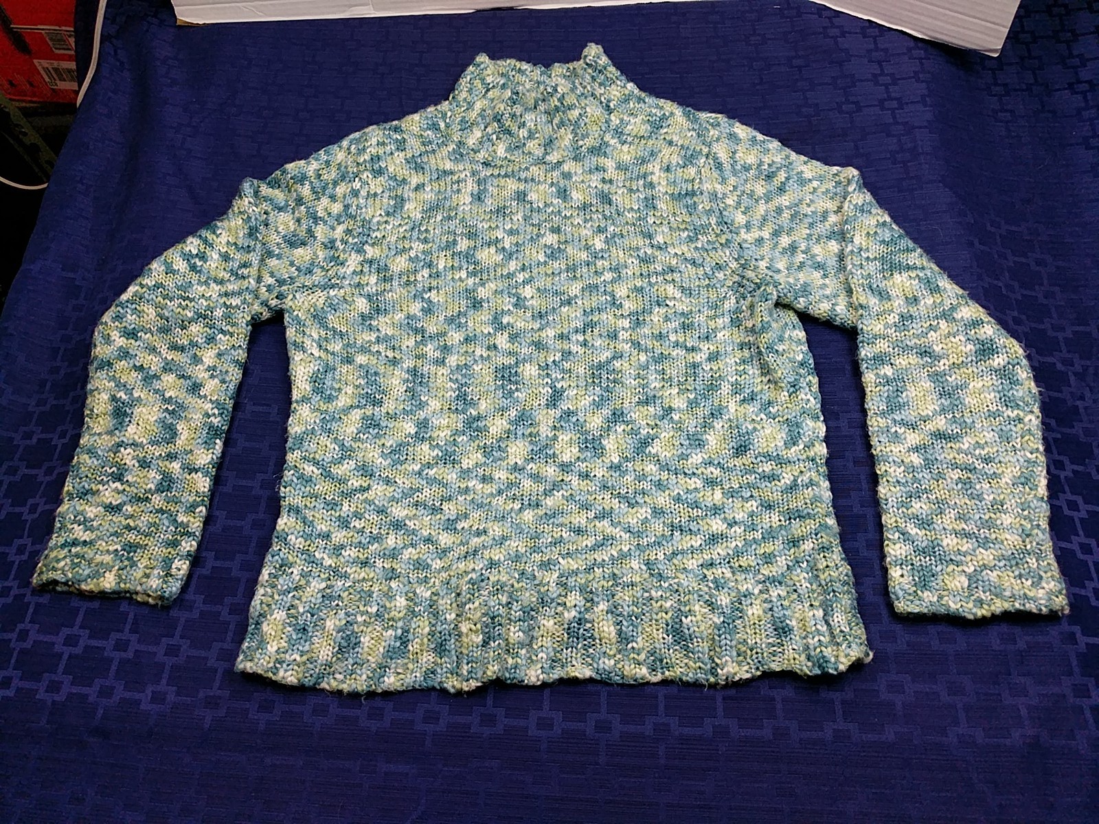 Villager By Liz Claiborne Green/White Long Sleeve Sweater Women's XL