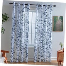 White Curtains 95 Inch Length 2 Panels Set, 52"W x 95"L Pack of 2 Navy Blue
