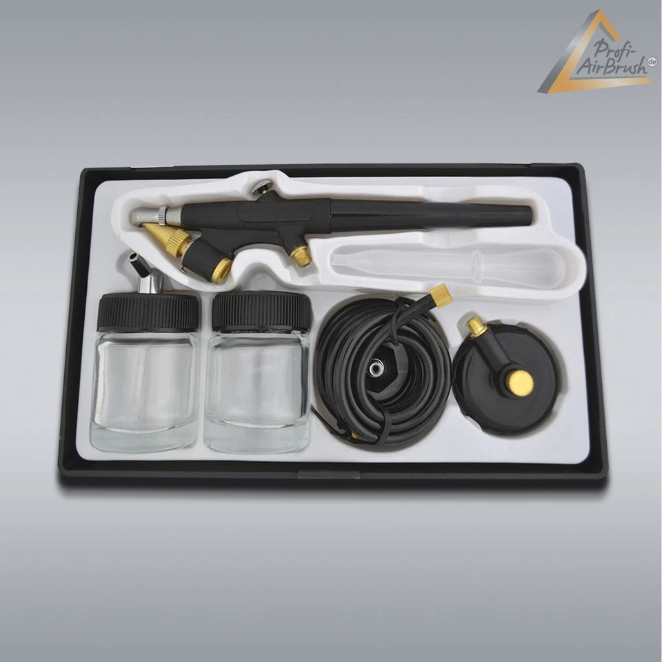 AIRBRUSH KOMPRESSOR KOMPLETT SET AIRBRUSHKOMPRESSOR PROFI PISTOLE SCHLAUCH - Bild 4 von 4