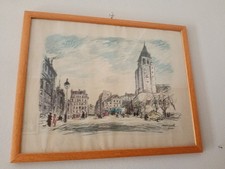 Quadro Michele Cascella Dipinto Litografia Parigi Mis.50-45 Più O Meno Non So Nu