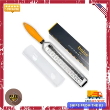 Stainless Steel Lemon Zester Cheese Grater Razor Sharp w/ Cover, Dishwasher Safe