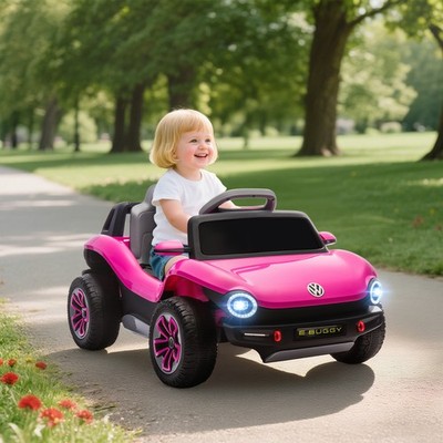 Volkswagen Lizenziertes Kinder Elektroauto mit Fernbedienung für 3-6 Jahre, rosa