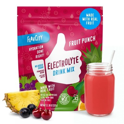 Fruit Punch Electrolytes Powder Packets Hydration No Sugar Keto Gluten Free