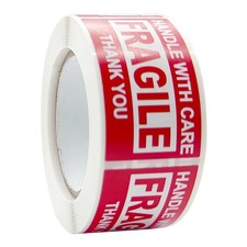 250 Fragile Warning Labels Roll ? Copper Plate Adhesive Anti-Tamper Shipping Sti