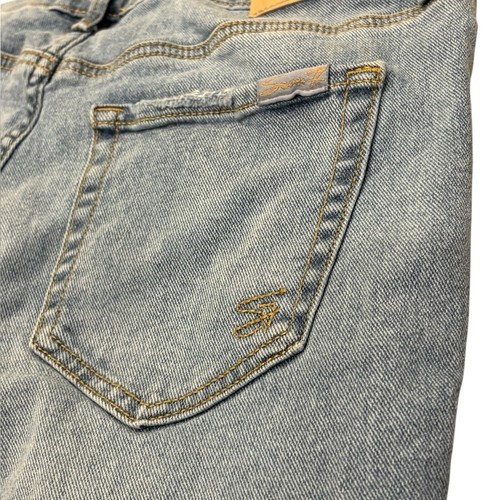 SEVEN7 Slim Flare Jeans Distressed Ripped Raw Hem Denim Blau Größe 10 - Bild 11 von 13