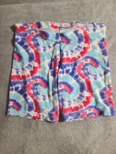Wonder Nation Girls Shorts Red, White  Blue Swir Tie-Dye With Elastic Waistband