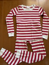 Hanna Andersson EUC Ivory/Red Stripe Long Sleeve Organic Cotton PJ-8yrs 130cm
