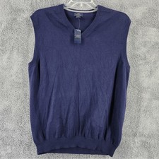 Brooks Brothers 346 Sweater Vest Mens XL Blue Supima Cotton V-Neck Ribbed Trim