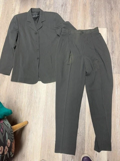 Traje Pantalón Garfield & Marks 2 Piezas Para Mujer 4 Negro Rayas Forrado Negocios Carrera Foto 2 de 4