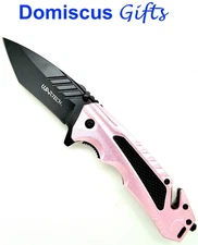 8 1/4" NEW WarTech Fuschia PINK Black POCKET Knife Safety FOLDING Knives PWT215P
