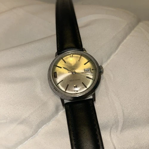 Timex 1970 Silver Tone Mens Vintage 1970s Automatic Self Winding Watch. New Band