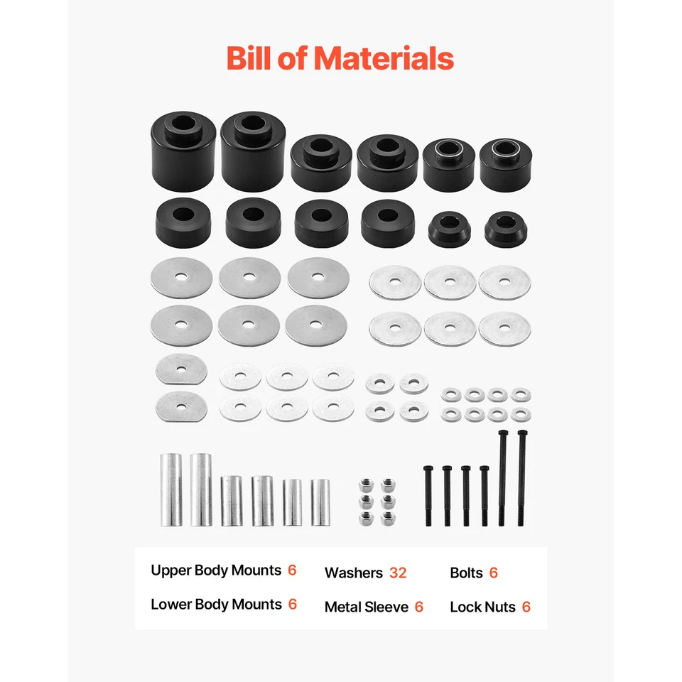 62pcs Body Mount Bushing Kit For 1980-1998 Ford F150 F250 F350 2WD 4WD 4.4123R Foto 3 de 4