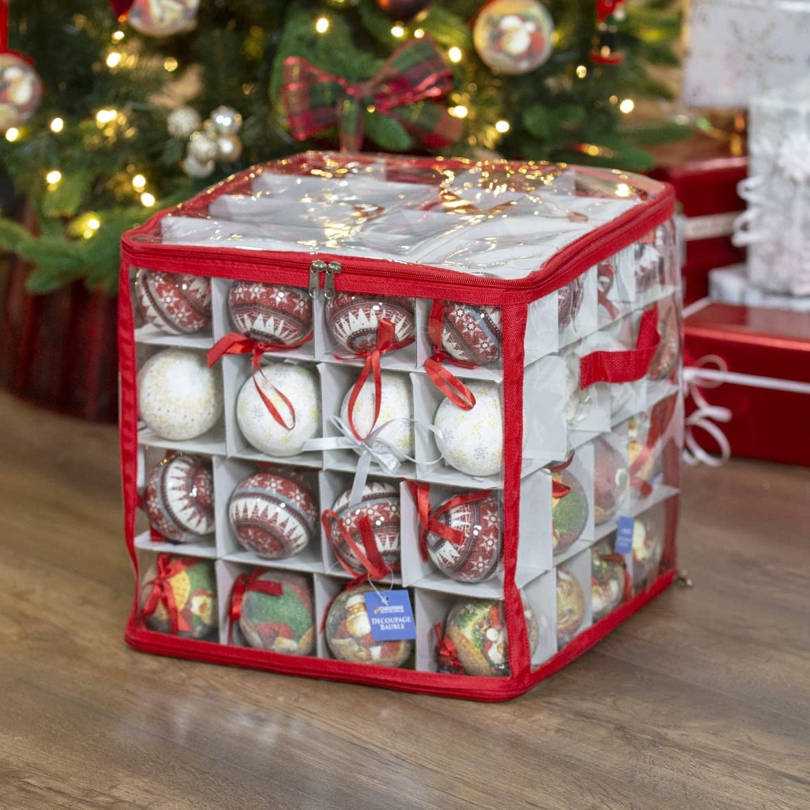 64 Baubles Storage Box Christmas Xmas Tree Decoration Organiser 64 Baubles Bag