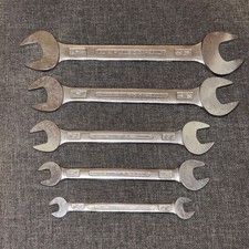 Vtg King Dick AF Open Ended Spanners Set 5pc England 5/16 x 3/8 to 13/16 x 7/8