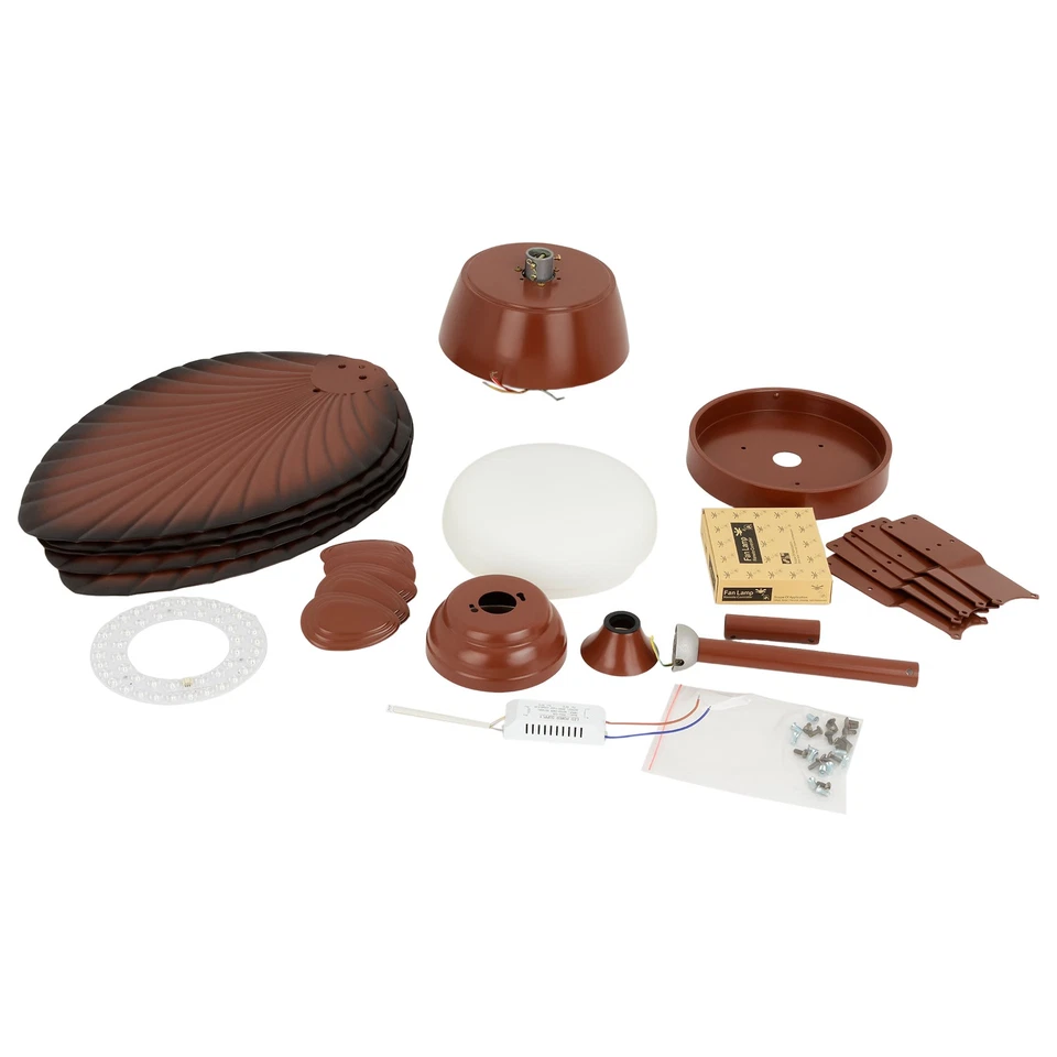 52" Tropical Ceiling Fan Light Retractable 5 Palm Leaf Blades w/ Remote Control - Image 4 of 4