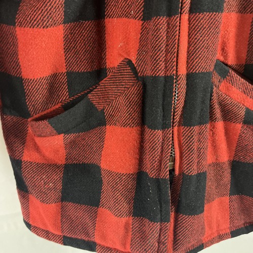 Vintage Weatherguard Shane Wool Jacket Coat Red Black Buffalo Plaid USA Men Sz S - Picture 7 of 10