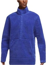 Nike Yoga Men's Large Blue Purp Sherpa Fleece 1/2 Snap Pullover Loose Fit DD2182