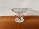 Steuben Scrolled Footed Tazza Pedestal Glass Bowl Mid Century Modern signed EX+
