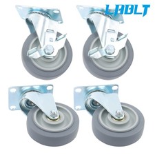 LABLT Two Inclined and Two 360 Swivel Wheel With Side Brakes 4Inch Casters Grey