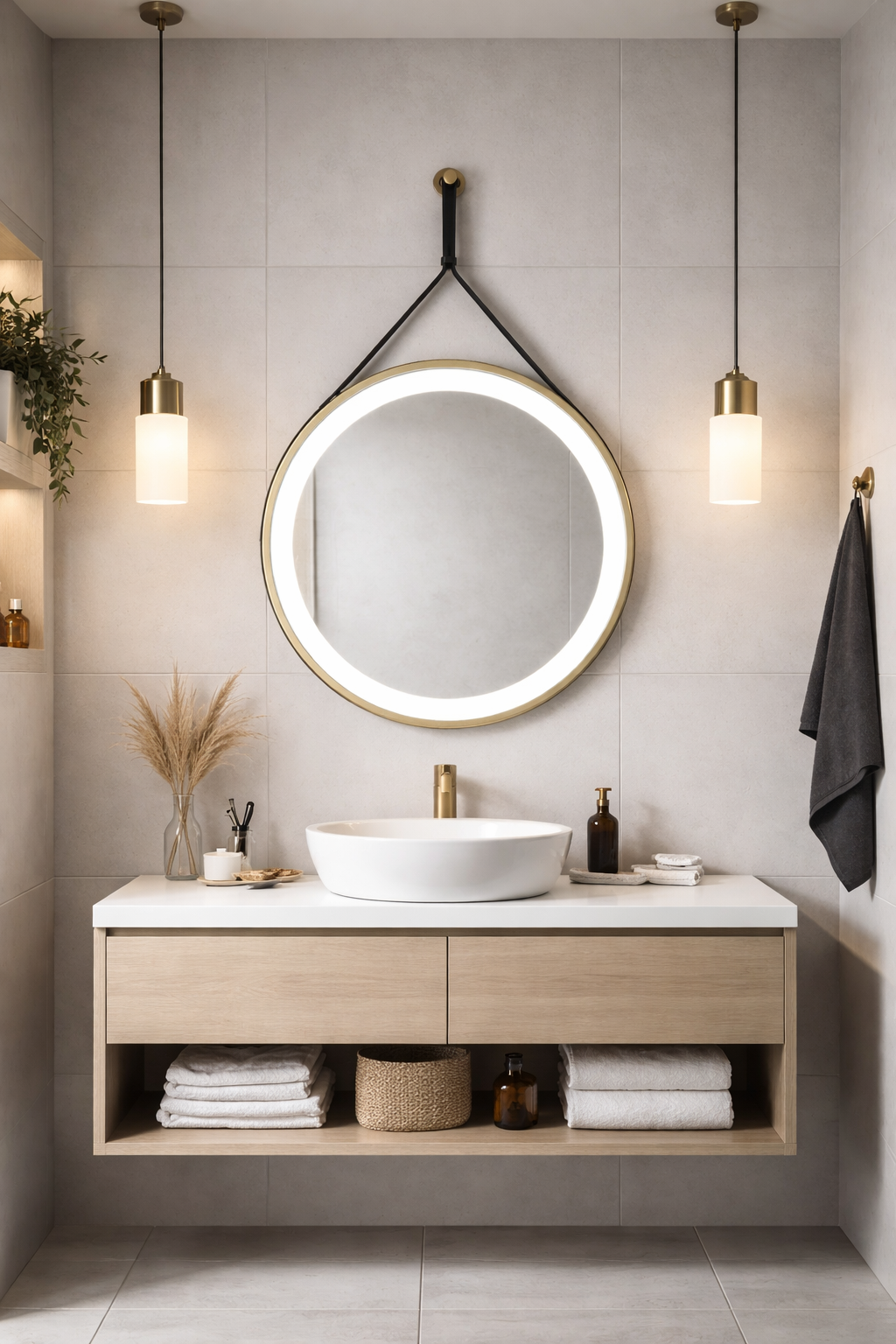 Keenware KBM-360 Midas Brudhed Brass LED Bathroom Mirror: 60CM