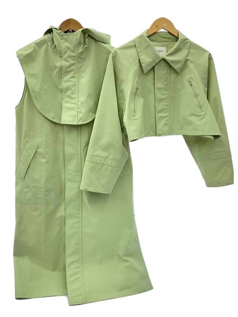 AMERI Nylon Coat M Green Solid Polyester Used - image 6