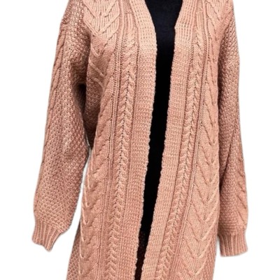  BKE Buckle, women s S,  pecan brown cable knit long cardigan sweater