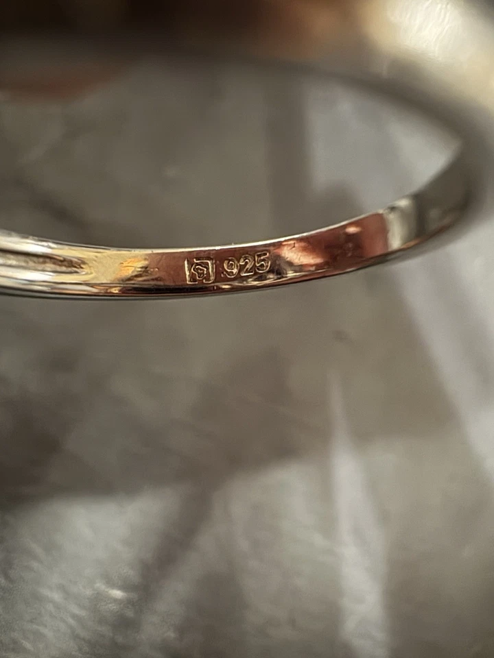 Серебро синий овальный Halo кольцо с прозрачный CZ акценты - размер 7 сапфировый цвет - Изображение 3 из 3