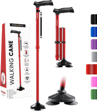 Walking Cane for Men  Women Foldable, Adjustable, Heavy Duty, Free Standing, Al