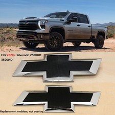 2020+ Grille & Tailgate Bowtie Emblem for Silverado 2500HD 3500HD Chrome Black