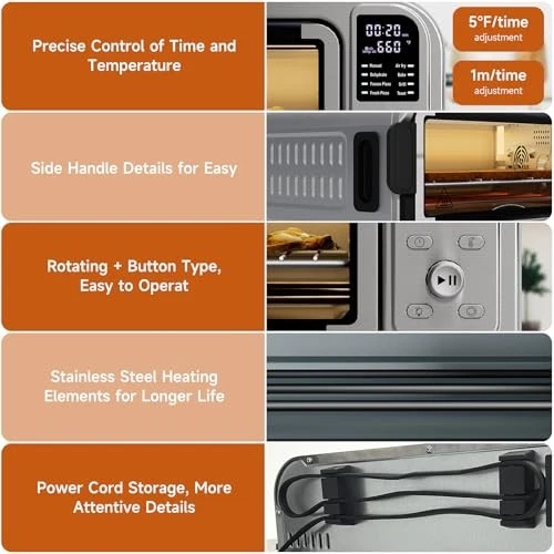 18L Digital Air Fryer Toaster Oven Combo with Convection in Stainless Steel