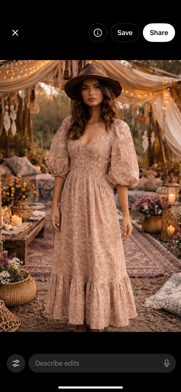 Maxi Dress Praire Boho, Whimsy, Forest Fairy, Western Cottagecore Paisley Flowy-image