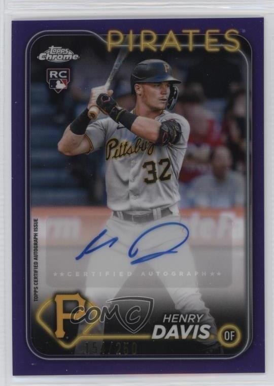 2024 Topps Chrome Update Purple Refractor /250 Henry Davis #AC-HD Rookie Auto RC