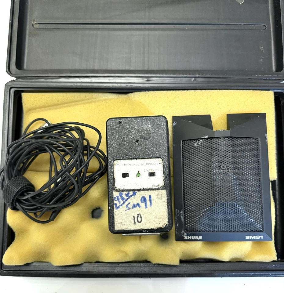 Vintage Shure sm91 Microphone Boundary Condenser Mic with 94A1670 Preamp + Cable - Image 2 of 4