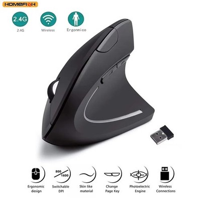 Ergonomische Vertikale Maus Kabellos 2,4GHz 6 Tasten DPI 800/1200/1600 für PC