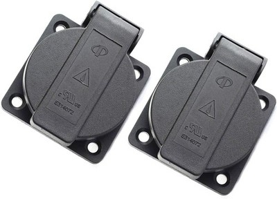 2-Pack US Standard Water-Proof Power Outlet 3-Hole Socket AC 15A 125V Panel Mou