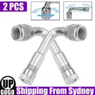 2X Car Motorbike Tyre Valve Extension Adaptor 90 Degree Angle Silver Nozzles AU