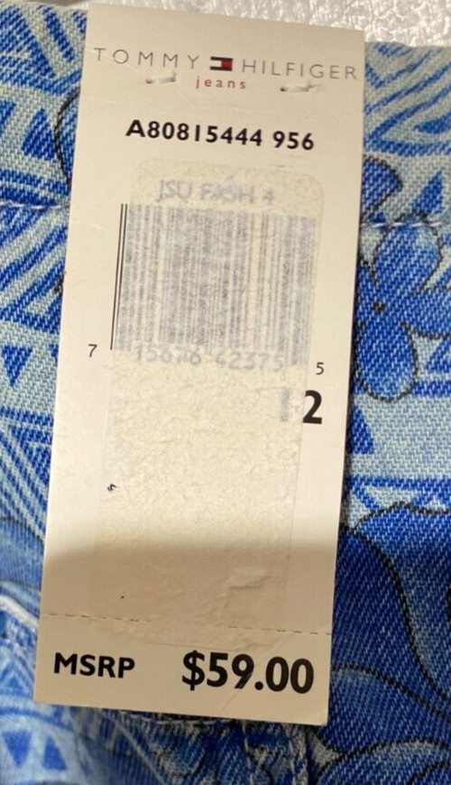 Tommy Hilfiger Cropped Pants Women Size 12 Floral Print Denim Drawstring Waist thumbnail 8