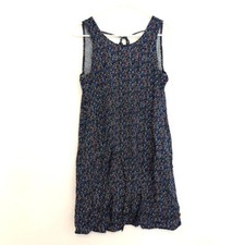 GAP Sleeveless Tie Back Swing Tank Dress Black Rainbow Blue Red Rayon Mini sz XS