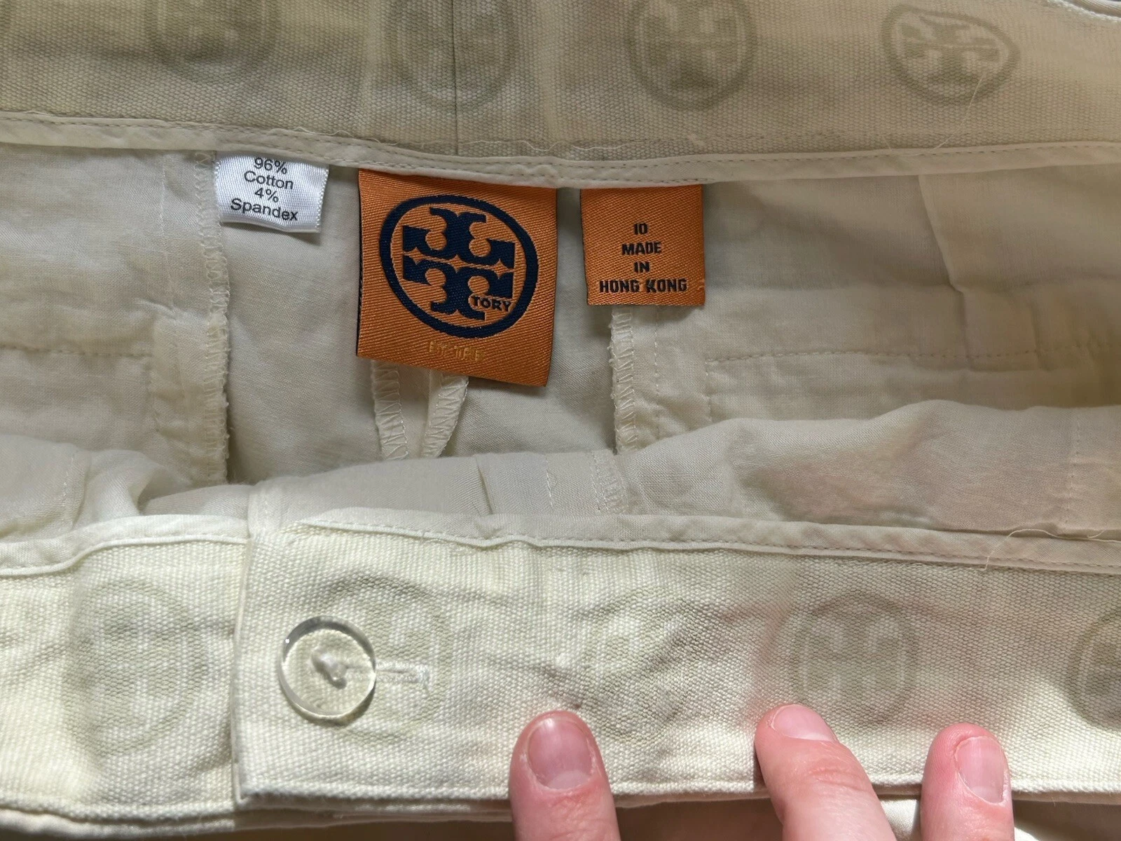 Pantalone donna Tory Burch giallo pallido gamba larga cotone 10. Designer Classic