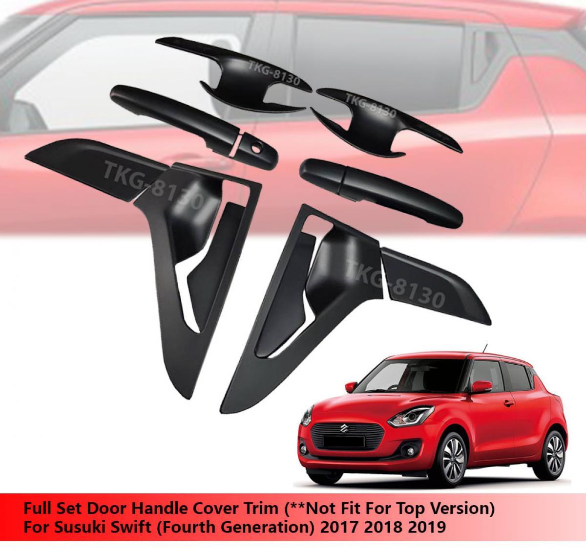Full Set Door Handle Cover Trim Black Color For Suzuki Swift 2017