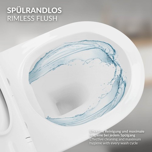 Inodoro colgante de pared baño y tapa pila wc con cierre suave baño color blanco - Imagen 5 de 10