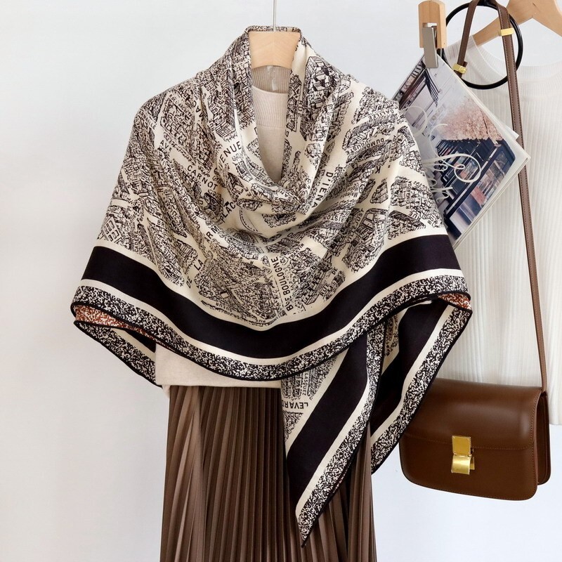70% Cashmere 30% Silk Double Face Square Shawl 53